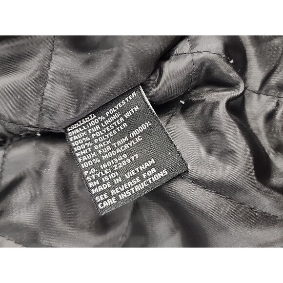 Jones New York Size 3XL | Black Faux Fur Lined Hooded Winter Parka Jacket Warm - Picture 6 of 7